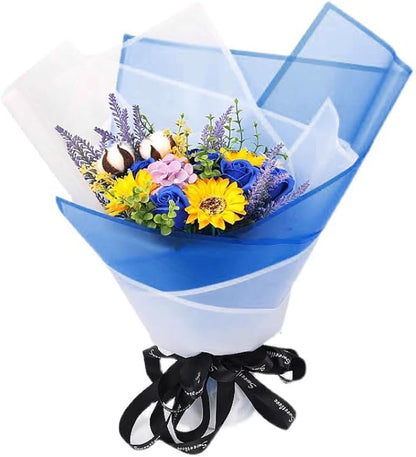 WRAPAHOLIC 20 Sheets Flower Wrapping Paper - 22.4 x 22.4 inch Royal Blue Border Water-Resistant Floral Bouquet Wrapping Paper, Florist Supplies Packaging Paper for Wedding Birthday Gift DIY