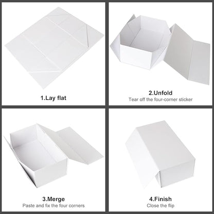 Gift Box, 10' x 6' x 3', 5PCS, White, Luxury Gift Packaging with Magnetic Closure Lid, Ideal for Christmas, Thanksgiving, Wedding, Mother's Day, Birthday Gifts
