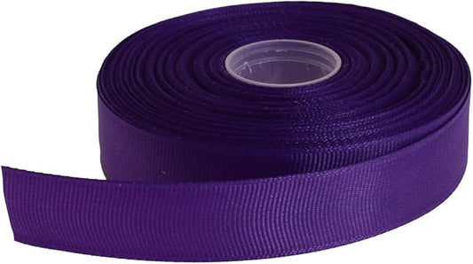 Solid Grosgrain Ribbon 25 Yard Each Roll 100% Polyester Woven Edge (1", Purple)