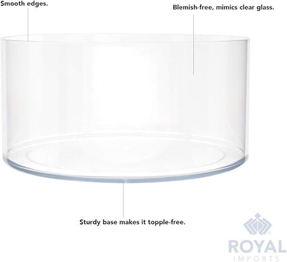 Royal Imports Flower Vase Acrylic Cylinder - Decorative Centerpiece for Home or Wedding - Non Breakable Plastic, 8"X4" Short Round - Clear