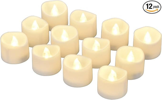 eLander LED Tea Lights Flameless Candle with Timer, 6 Hours on and 18 Hours Off, 1.4 x 1.3 Inch, Warm White, [12 Pack]