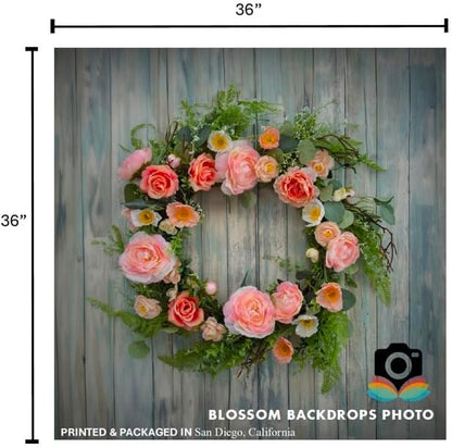 Blossom Flowers Decoration Wallpaper Newborn Baby Photography Background Backdrop Newborn Kids Baby Portrait Backdrop Photoshoot Photo Studio (Blue Wood)