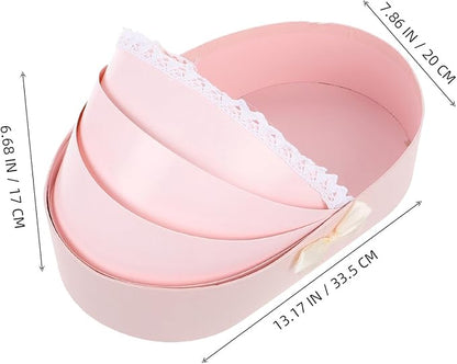 KOMBIUDA Valentine Day Bouquet Packaging Box Pink Floral Cradle Shape Box Half-open Design for Flower Arrangements Shower Anniversary Wedding