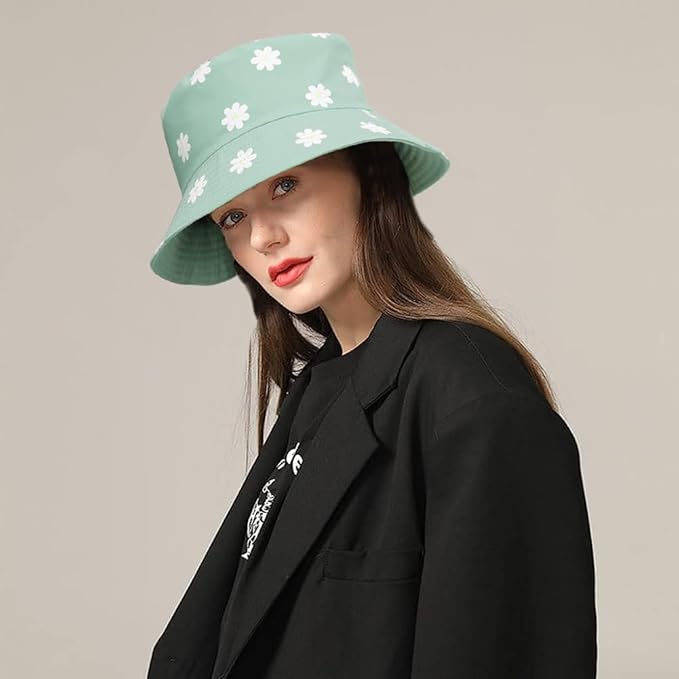 Malaxlx Unisex Bucket Hat Beach Sun Hat Aesthetic Fishing Hat for Men Women Teens, Reversible Double-Side-Wear