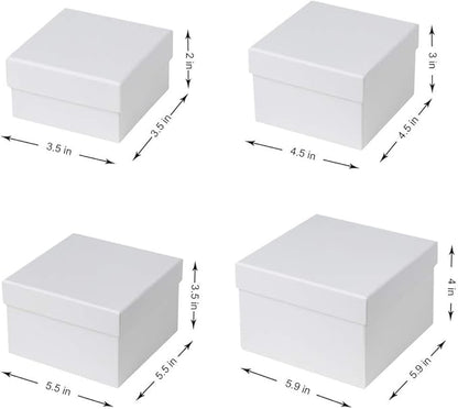 Briful Square Gift Boxes with Lids Set of 4 White Gift Box Assorted Sizes Nesting Gift Boxes for Presents Birthday Bridesmaid Wedding Valentines Christmas Party Favor Boxes