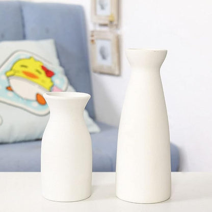 WHJY 8 inch Nordic White Minimalist Matte Handmade Ceramic Vases, Japanese Zen Stoneware Flowerware, Floral Decorations, for Living Room, Study, Bedroom, Balcony, Bar - Tall White