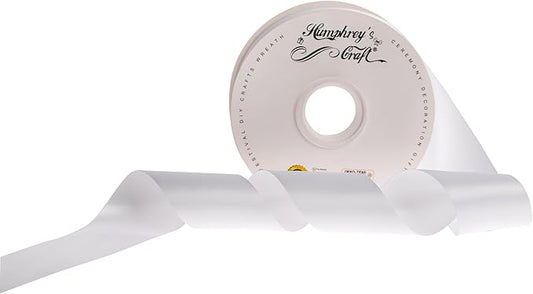 Humphrey's Craft 2 Inch White Double Faced Satin Ribbon - Continuous 50 Yards Thick Satin Ribbon for Crafts, Gifts Wrapping, Decoration Christmas Tree, Bridal Bouquet,Wedding,DIY Bows,Sewing Hat.
