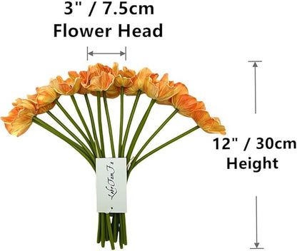 14Pcs Real Touch Anemone Poppy Bouquet for Artificial Flower Decor Kitchen Table Centerpiece Vase Home Greenery Wedding Holding Flowers Backdrop Arch Wall (Champagne)