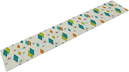 Mid Century Table Runner, Modern Atomic Pattern Absctract Geometric Retro Dinner Runner for Home Kitchen Dining Table Decoration, 13x90 Inch