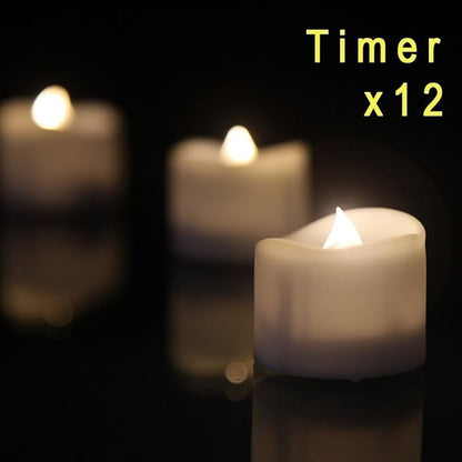 eLander LED Tea Lights Flameless Candle with Timer, 6 Hours on and 18 Hours Off, 1.4 x 1.3 Inch, Warm White, [12 Pack]