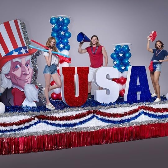 Anderson's Blue Metallic Floral Sheeting, 15 Ft. Parade Float Decoration for Trailers, Parties, Weddings, Proms, Photo Backdrops & Events – Shiny Fringe Garland for Indoor/Outdoor Use