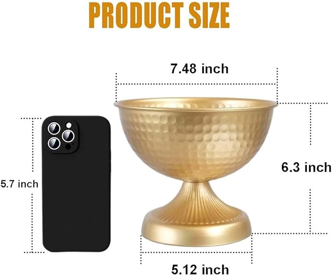 6.5 inch 6 pcs Brass Vase Bowl Gold Centerpieces for Tables Wedding Party Event Gold Accent Decorative Bowl Vintage Style