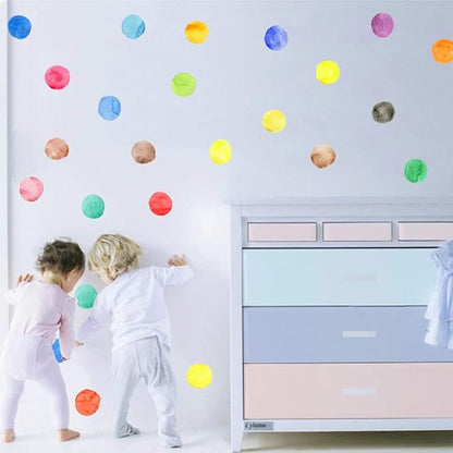 Colorful Polka Dot Wall Decals Watercolor Dots Wall Sticker for Kids Baby Girls Teens and Nursery Room (12 Sheets)