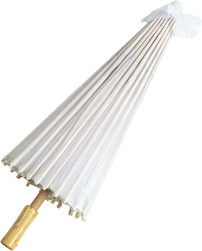 THY COLLECTIBLES 33" Japanese Chinese Umbrella Parasol for Wedding Parties, Photography, Costumes, Cosplay, Decoration and Other Events - Solid Color (White)