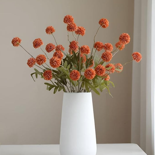 Artificial Flowers for Vases 20.5 Inch 10 Stems，Silk Dried Fake Mums Bouquet Indoor Faux Floral Arrangements for Decoration (Orange)