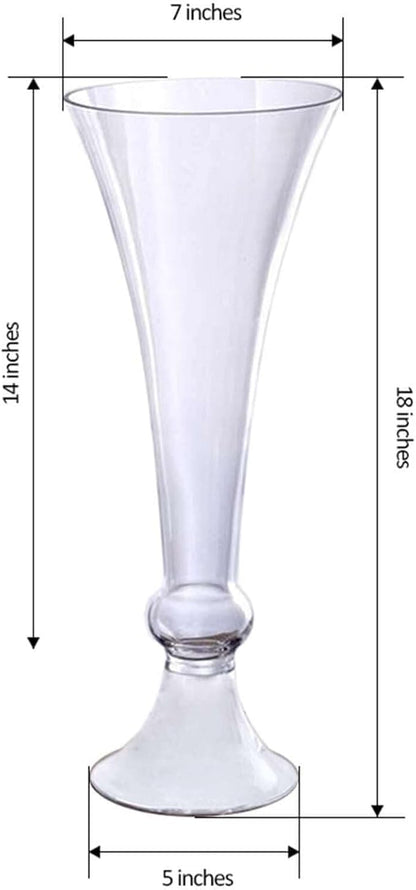 Efavormart 18'' | Pack of 4 Trumpet Glass Vase