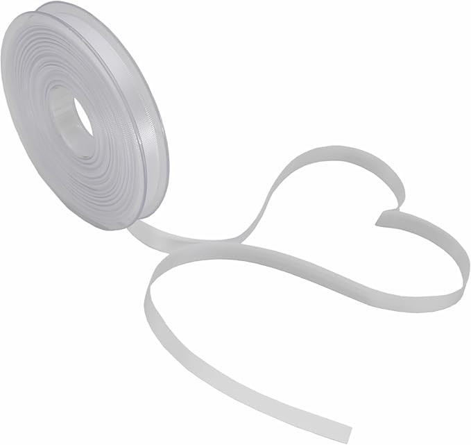 PMLAND White Fabric Satin Ribbon 3/8'' Inch x 27 Yards Double Faced Use for Crafts Gift Wrapping Floral Bouquets Ornaments Hair Bows Party Decoration