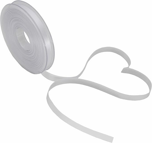 PMLAND White Fabric Satin Ribbon 3/8'' Inch x 27 Yards Double Faced Use for Crafts Gift Wrapping Floral Bouquets Ornaments Hair Bows Party Decoration