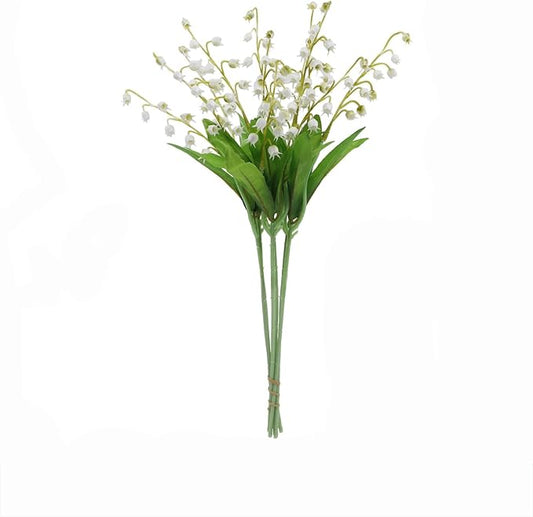 Artificial Lily of The Valley Flowers, Artificial Fake Silk Flowers Plants, DIY Garden Craft Art Decor, Decorations Plastic Floral Table Centerpieces for Home Party Decorate, 8 Pieces