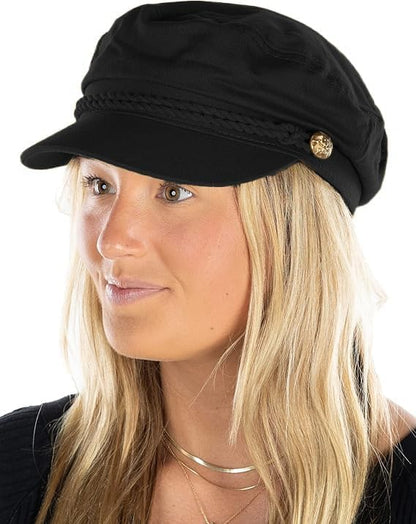Funky Junque Newsboy Hat for Women – Trendy Greek Fisherman Cap, Classic Women's Baker Boy Newsies Hat, Ladies Fashion Caps