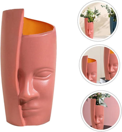 Abstract Face Plastic Vase Lightweight Decorative Flower Pot for Home and Office Modern Artistic Dry Flower Container Stylish Household Ornament