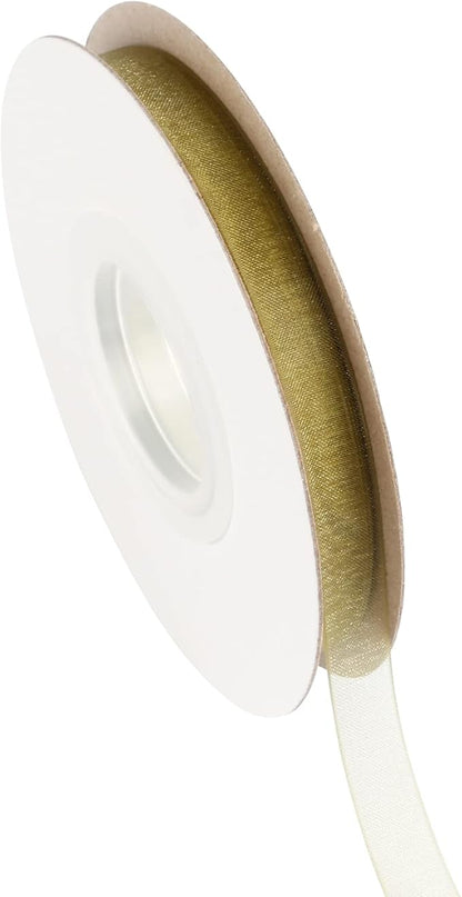 3/8 Inch Moss Shimmer Sheer Organza Ribbon Sheer Chiffon Ribbon 50 Yards-Roll Multiple Colors Available for Gift Wrapping Wedding Events Christmas Décor