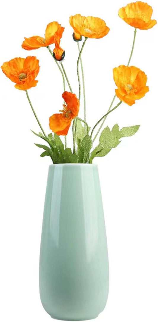 Green Vase,Small Green Ceramic Vase,Simple Sage Green Vase,Mint Green Flower Vases for Home Decor,Perfect for Shelf,Table,Bookshelf,Mantel and Entryway