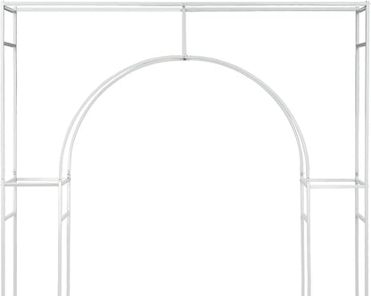 Wedding Arch Backdrop Stand, 7.9 Ft Heavy Duty Metal Square Wedding Arch, 3D Floral Balloon Frame Flower Stand for Garden Indoor Outdoor Party Birthday Parties Engagements Decoration（White）