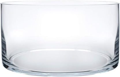 Royal Imports Flower Glass Vase Decorative Centerpiece for Home or Wedding - Cylinder Shape, 4" Tall, 8" Opening, Clear