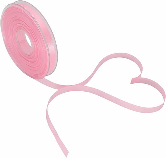 PMLAND Baby Pink Fabric Satin Ribbon 3/8'' Inch x 27 Yards Double Faced Use for Crafts Gift Wrapping Floral Bouquets Ornaments Hair Bows Party Decoration