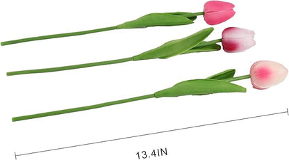 IPOPU Tulips Artificial Flowers 24pcs Multi Pink Flowers Artificial for Decoration Fake Tulips Fake Pink Flowers Floral Arrangements Faux Tulips for Table Home Wedding Centerpieces Decor (Multi Pink)