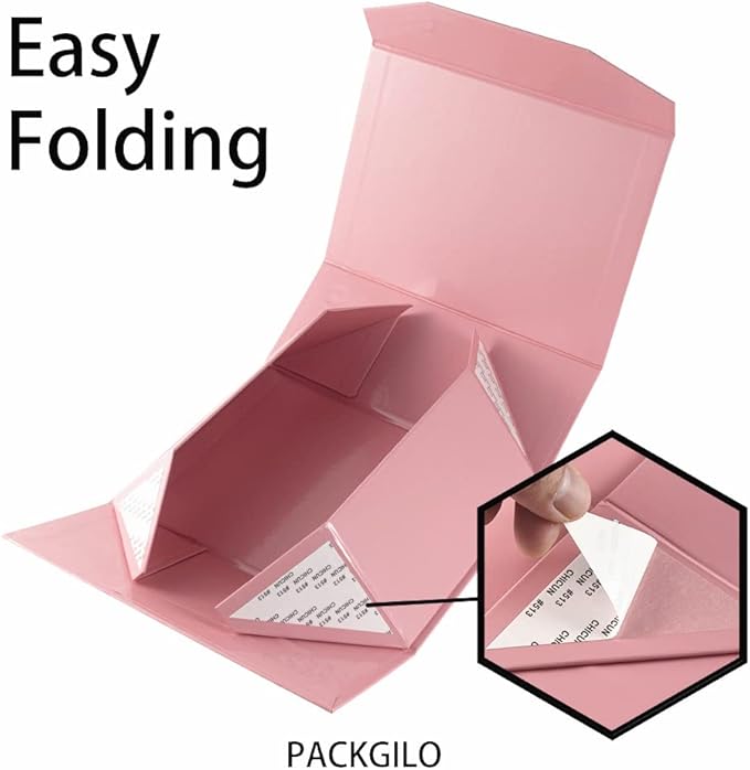 5Pcs 9.5x7x4 Inches Pink Gift Box with Lids for Presents Magnetic Gift Box Small Gift Boxes for Packaging，Bridesmaid Proposal，Groomsman (Glossy Pink)