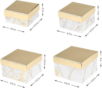 Briful Square Gift Boxes with Lids Set of 4 White Gift Box Assorted Sizes Nesting Gift Boxes for Presents Birthday Bridesmaid Wedding Valentines Christmas Party Favor Boxes