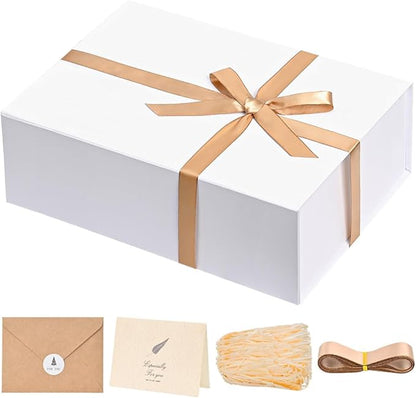 LIFELUM Green Gift Box 14"x8.5"x4.5" Christmas Gift Boxes with Lids for Presents for Anniversary Wedding Proposal Birthday Gift boxes with Shredded Filler Card Ribbon