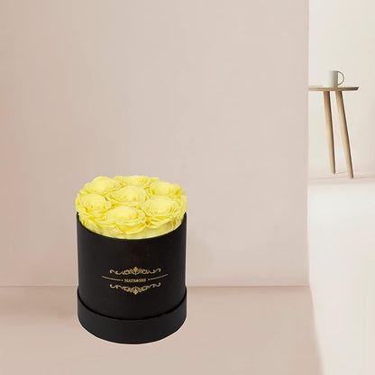 NATROSES 7 Piece Preserved Roses in a Box, Preserved Flowers for Birthday, Flower Gifts for Mothers Day (Yellow)