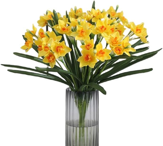 Artificial Flowers for Vases 20.5 Inch 10 Stems，Silk Dried Fake Mums Bouquet Indoor Faux Floral Arrangements for Decoration (Yellow-a)