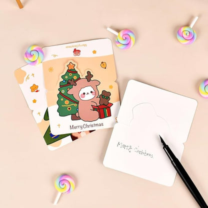 SeunKieer 6pcs Christmas Gift Card Box Holder with Bows, Merry Christmas Gift Greeting Cards Present Wrap Boxes Mini Favor Boxes for Wedding, Xmas, Holiday, Baby Shower Birthday Party Decoration