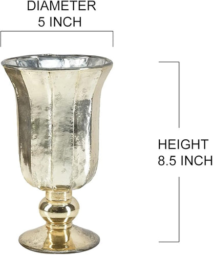 Serene Spaces Living 8-Pack Antique Gold Vase for Flowers, 8 1/2in Gold Urn for Centerpieces, Weddings, Events