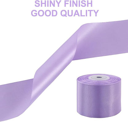 TONIFUL 2 Inch x 25 Yards Wide Light Purple Satin Ribbon Solid Fabric Ribbon for Gift Wrapping Crafts Chair Sash Eternal Flower Invitation Cards Hair Bows Sewing Party Wedding Decoration