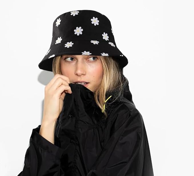 Malaxlx Unisex Bucket Hat Beach Sun Hat Aesthetic Fishing Hat for Men Women Teens, Reversible Double-Side-Wear