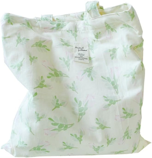 Cotton Canvas Tote Bag Reusable Soft Grocery Cloth Bag Floral Shoulder Bag for Beach Travel Shopping
