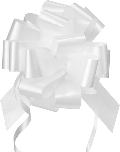 GWHOLE 30 Pcs 5'' White Pull Bows for Gift Wrap Gift Bow Wedding Birthday Party Decor