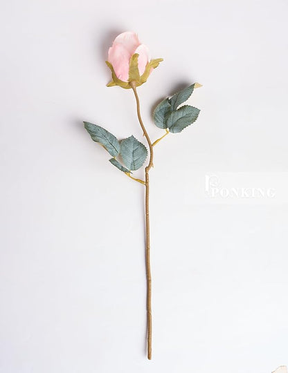 Rose Artificial Flower Buds 12pcs Realistic Faux Silk Roses Fake Flowers Bouquets Arrangements Decor for Wedding Spring Mother's Day, Home Table Decorations, Champagne Flower