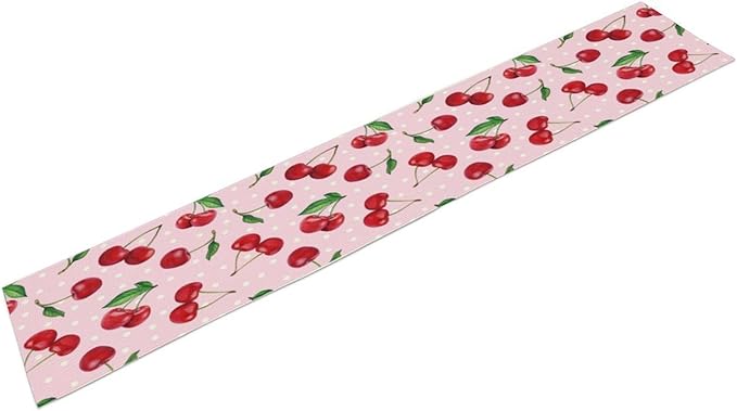 Red Cherry Table Runner,Spring Summer Fruit Tropical Birthday Party Decorations Dining Room Home Kitchen Table Decor 13 x 108Inch