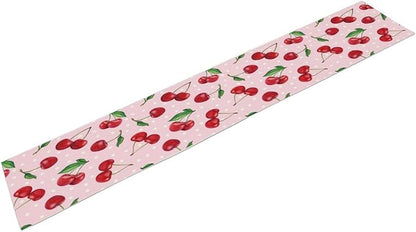 Red Cherry Table Runner,Spring Summer Fruit Tropical Birthday Party Decorations Dining Room Home Kitchen Table Decor 13 x 108Inch