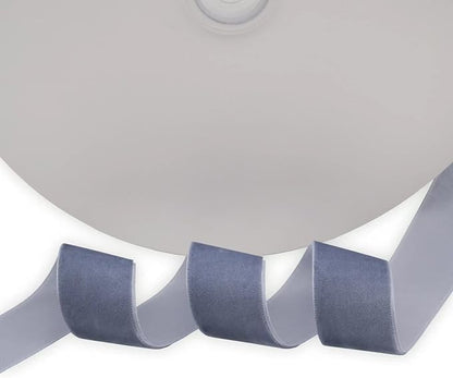 Tempest Blue Grey Single Face Velvet Ribbon,1 Inch X 25Yards,for Sewing, Gift Wrapping, Jewelry Making, Wedding Decorating