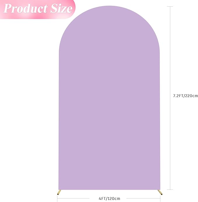 Wokceer 7.2FT Wedding Arch Cover Spandex Fitted Wedding Arch Stand Covers Round Top Chiara Arch Backdrop Cover for Birthday Party Ceremony Banquet Decoration Lavender