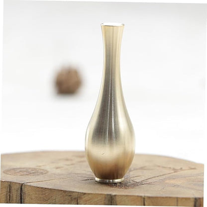 2pcs Mini Brass Vases Compact Antique Tabletop Flower Pots Home Decoration for Living Office Desktop Display
