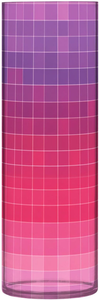 Flower Vase Clear Plastic Cylinder Vases Decor for Centerpieces Home Storage Office Weddings Grid Gradient Pink Purple 11.8 x 3.9 in