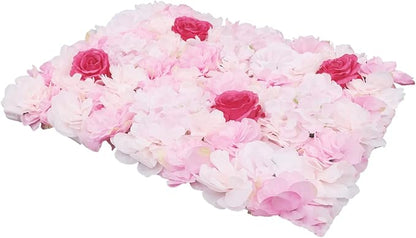 Gdrasuya10 4pcs Realistic Flower Wall Background Artificial Flowers Wall Backdrop Panel 3D Silk Rose Fake Flower Wall Panel Banquet Wedding Party Decor, Photography Background 60 x 40 cm